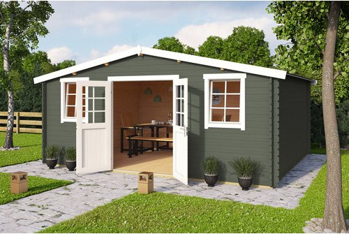 Lasita Holz-Gartenhaus Wels mit 5 Schleppdach in Grüngrau, B/T/H: 548,8 x 420 x 245,1 cm - Bild 1