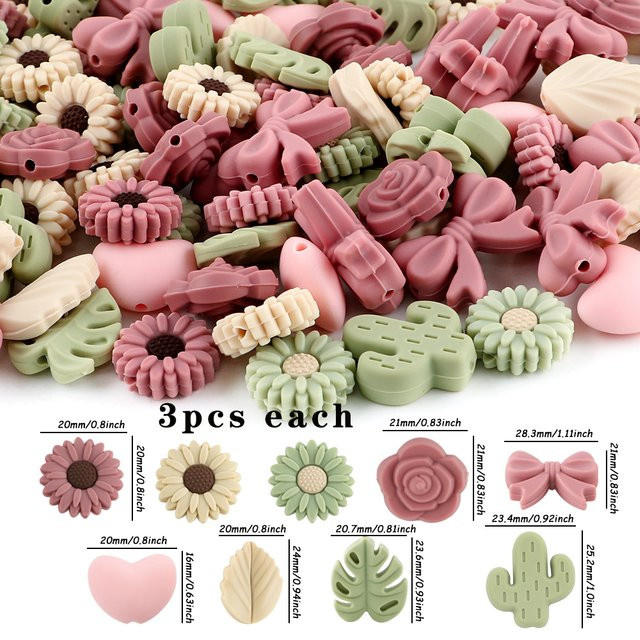 sunrony Silikon Bead Set, Pflanze Serie, Bunt, Unisex - Bild 1