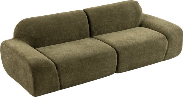 HOMCOM 3-Sitzer Cloud-Sofa in Dunkelgrün mit Chenille-Optik und 2 Kissen, Breite: 244 cm - Bild 1