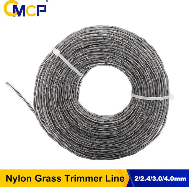 CMCP Rasentrimmerfaden aus Nylon in quadratischer Spiralform, grauer Mähfaden für Rasenmäherköpfe, Durchmesser 2.0-4.0 mm, Länge 15 m oder 30 m - Bild 1