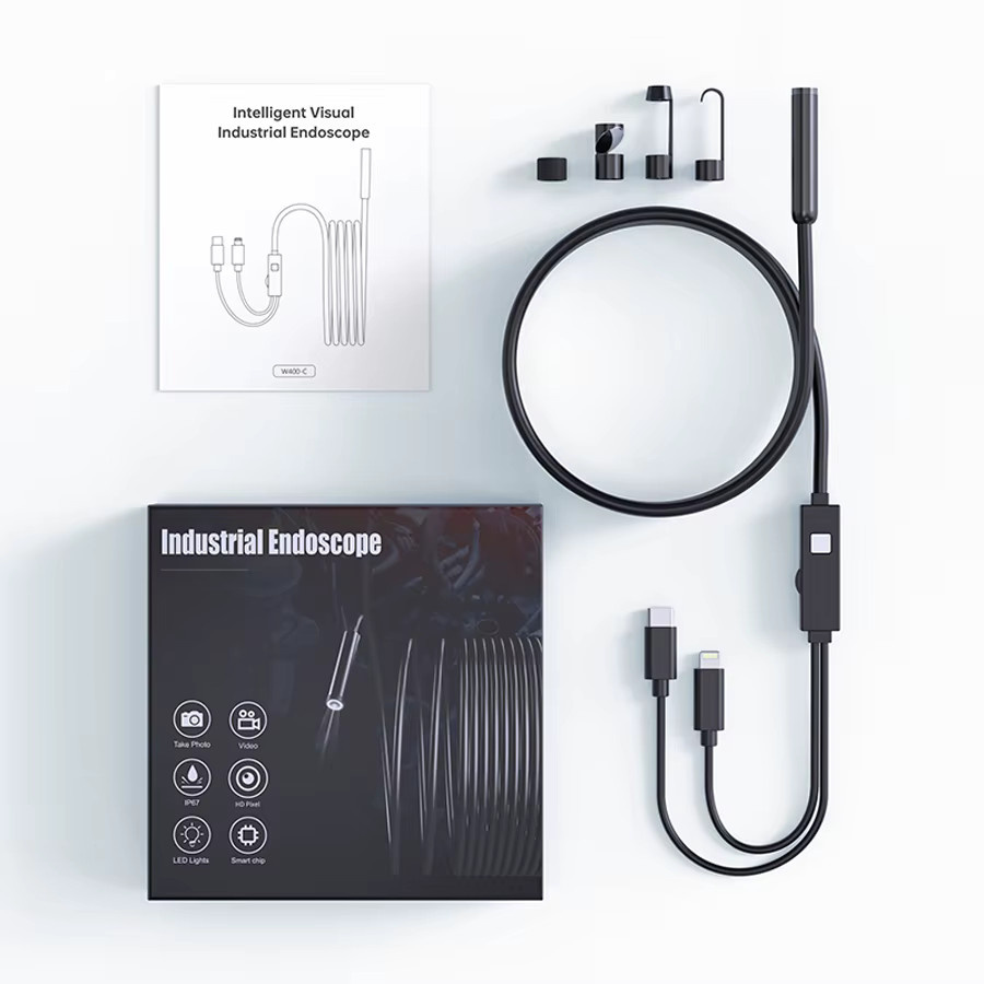 eMastiff Endoskop Kamera mit 2 MP und 8 mm Hartdraht, IP67 wasserdicht, 8 einstellbare LEDs, kompatibel mit iOS und Android für die Pipeline-Inspektion, Schwarz - Bild 6
