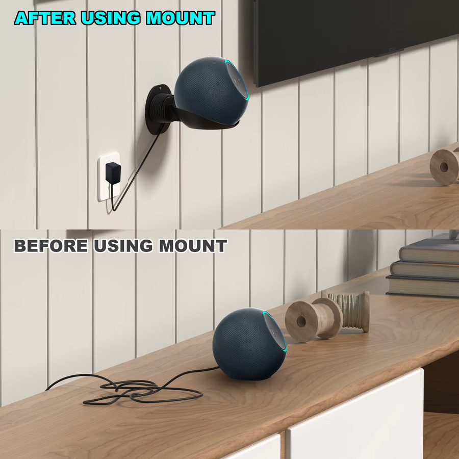 Wandhalterung und Audio-Aufbewahrungsregal für Echo Dot Max, Echo Dot, Echo Pop, Echo Spot und Home Pod Mini in Schwarz - Bild 5