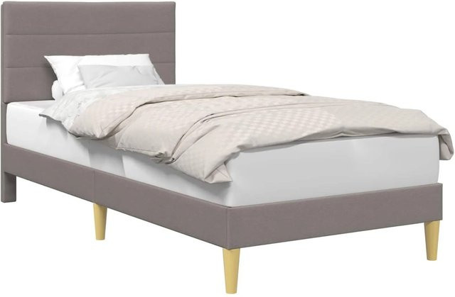 vidaXL Bettrahmen mit Kopfteil in Taupe und Grau aus Stoff und Sperrholz, B/T/H: 100 x 200 x 104 cm - Bild 1