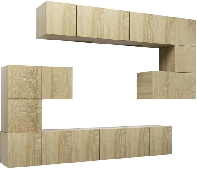 vidaXL 10-tlg. TV-Schrank-Set Modell 1 in Sonoma-Eiche, modern und wandmontiert, Farbe Braun, 8 x B: 60 cm, T: 30 cm, H: 30 cm und 2 x B: 30,5 cm, T: 30 cm, H: 30 cm - Bild 1