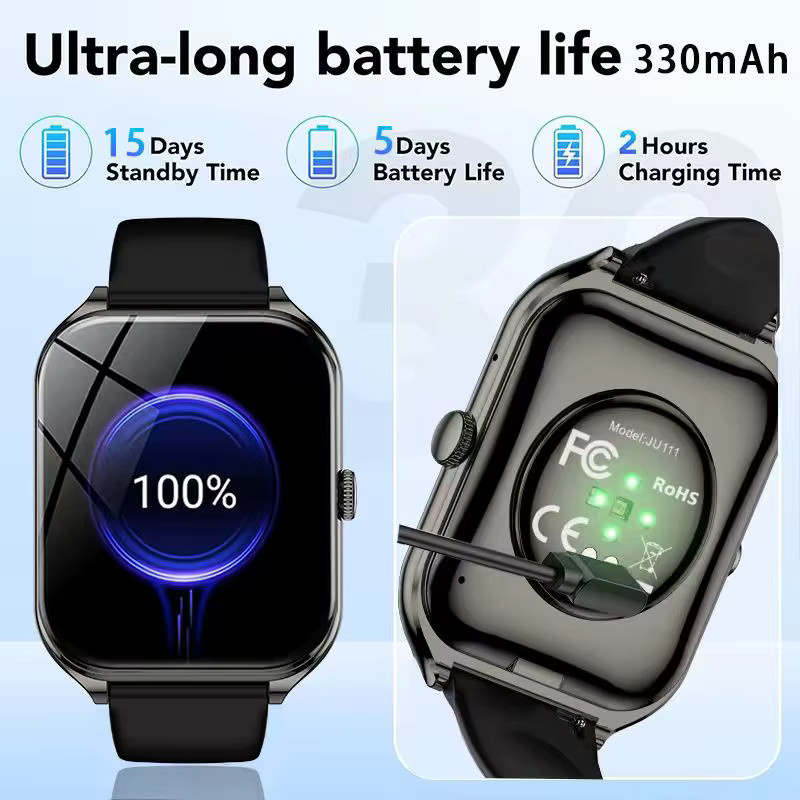 HSVYGFIT Outdoor Smartwatch mit 1,93 Zoll Display, kabellose Telefonie und Sport-Tracking in Schwarz oder Silber - Bild 4