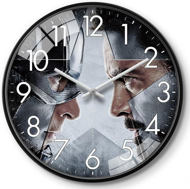 DewBloom Marvel Wanduhr mit Captain America, Iron Man und Spider-Man Muster für Kinderzimmer, rund, Mehrfarbig, Durchmesser: 40,64 cm - Bild 1