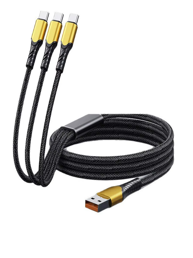 VBVC 3-in-1 USB-C Schnellladekabel mit 100W Leistung, 3x USB-C Anschlüsse, Schwarz - Bild 4