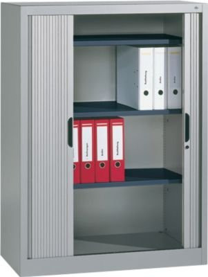 C + P Omnispace Rollladenschrank aus Stahl und Kunststoff, abschließbar, grau, B/T/H: 100,0 x 42,0 x 134,5 cm - Bild 1