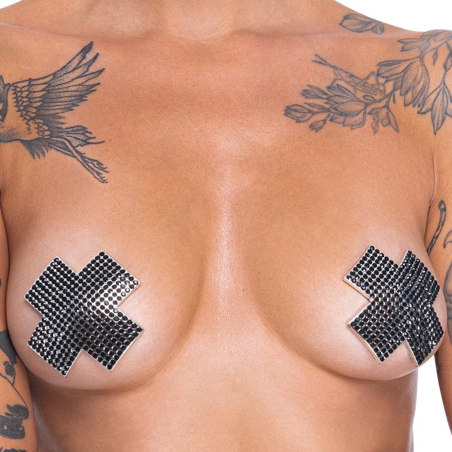 Cottelli ACCESSOIRES Nippelsticker Cross, Schmucksteinchen, Unisex - Bild 2