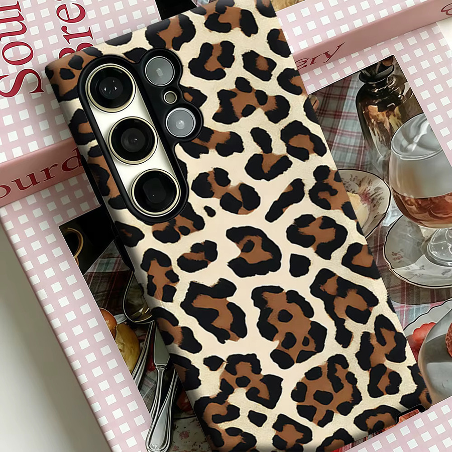 Stoßfeste Doppelschicht Handyhülle Brushstroke Leopard für Samsung Galaxy S26 S25 Ultra S24 S23 Ultra Plus in Multicolour - Bild 4