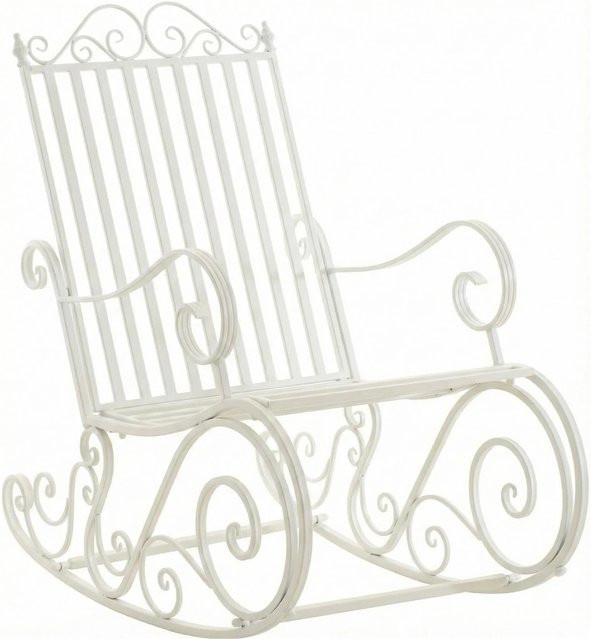 DELUKE Schaukelstuhl ANNA im Landhausstil aus Metall, Farbe Weiß, B/T/H: 56 x 90 x 94 cm - Bild 1