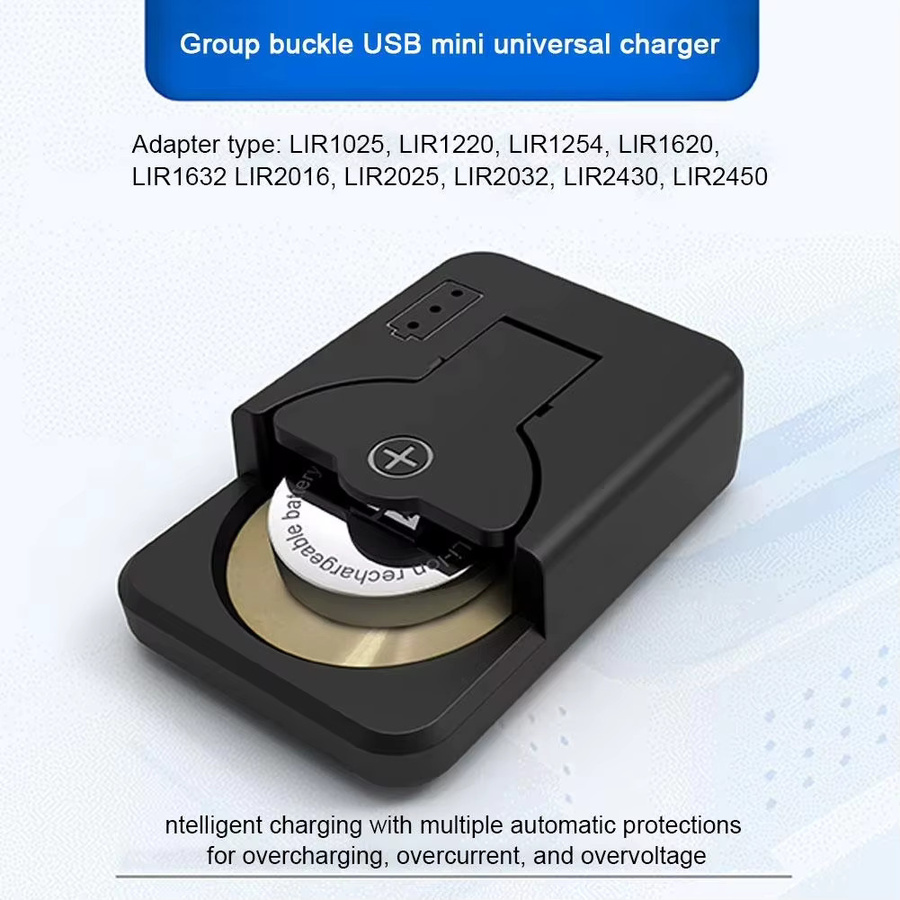 Dtvane Knopfbatterieladegerät mit LED-Anzeige in Schwarz, universell für LIR2016, LIR2025 und LIR2032 - Bild 4