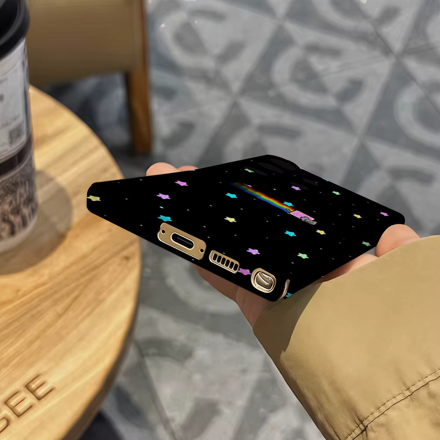 Potdemiel Handyhülle Regenbogen-Weltraum-Katze für Samsung Galaxy S26 S25 S24 S23 Ultra Plus, stoßfeste Doppelschicht-Rückabdeckung, mehrfarbig - Bild 6