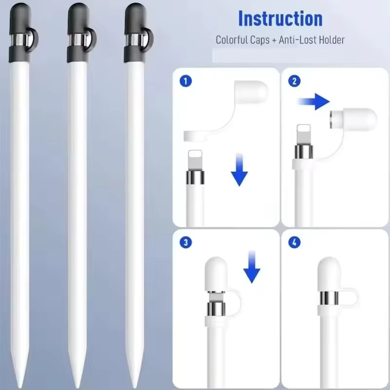 Silikon-Ersatzkappe für Apple Pencil 1 und 2 mit Anti-Lost-Funktion und Haltegurt als Schutzhülle - Bild 3