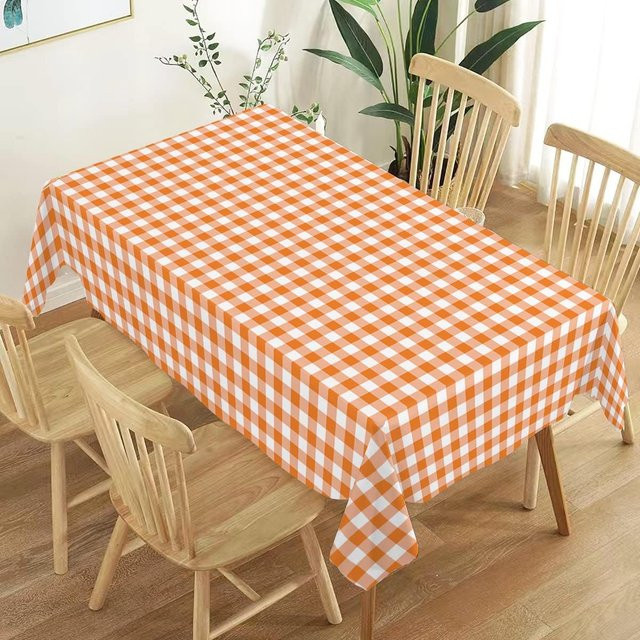 Wasserdichte Tischdecke JINGYUE Pet in Orange mit Büffelkarom für Herbst und Erntedank, B/B: 140 x 140 cm - Bild 1