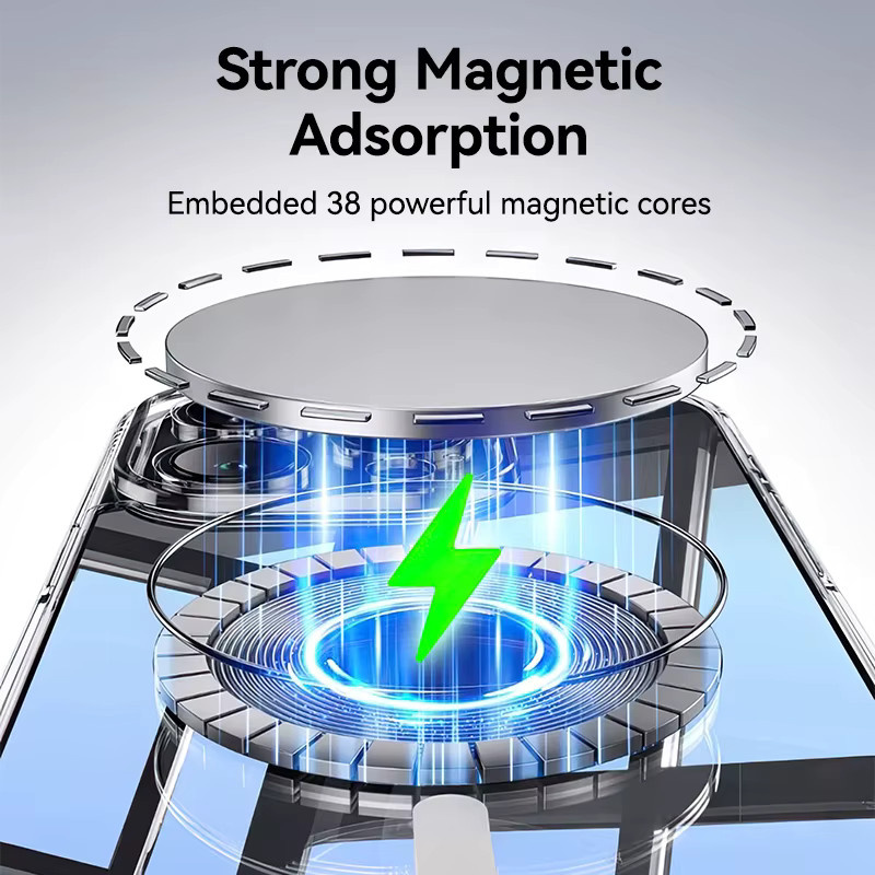 Joyroom Magnetische Hülle für iPhone 16 Pro Max und iPhone 15 Pro, transparente Magnetabdeckung mit kabelloser Ladefunktion und Anti-Gelb-Effekt - Bild 3