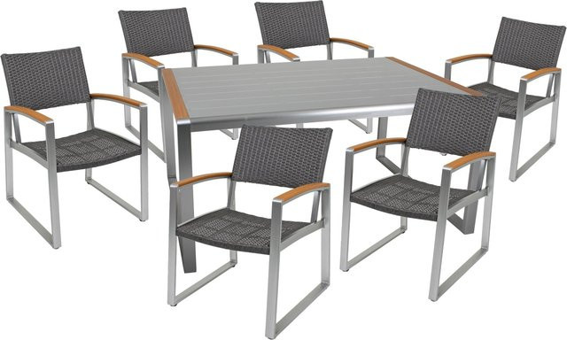 Garden Pleasure Gartenmöbel-Set 02 Ava 7-teilig in Grau mit Aluminium und Glas für Terrasse und Garten - Bild 1