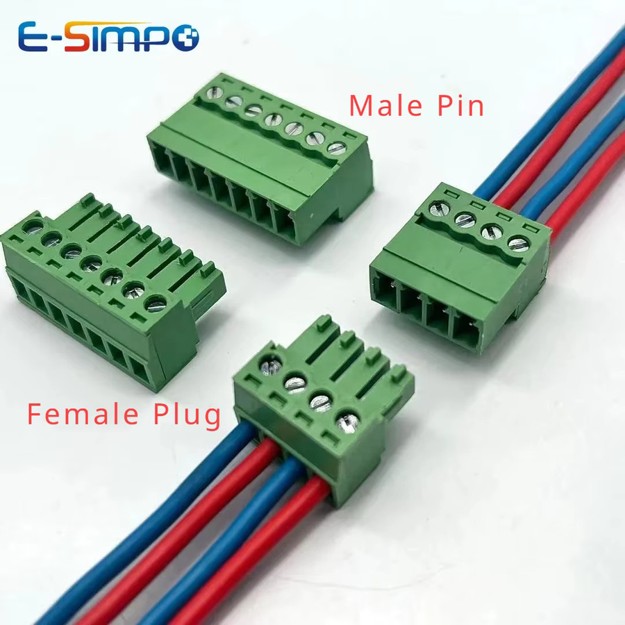 E-SIMPO 10er Set Antennen-Stecker 2EDGRK 15EDGRK 3,5mm Jack Männlich und Weiblich mit 28-16AWG Draht Schraubklemmen in Grün - Bild 2