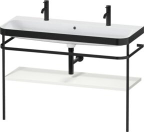 Duravit Möbelwaschtisch-Kombi Happy D.2 Plus in Weiß Matt mit 1 Waschbecken und Holzfachboden, B: 117,5 cm, T: 49 cm, H: 85 cm - Bild 1