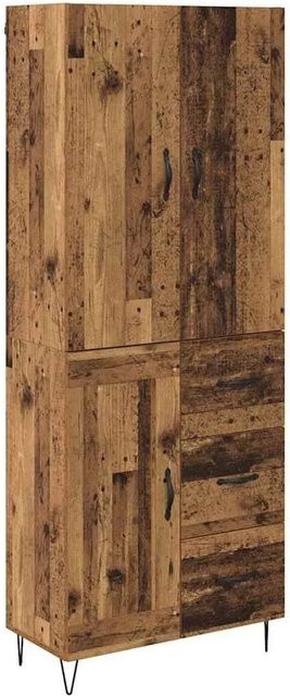 vidaXL Highboard 2-teilig aus Altholz und Glas in Braun mit Schubladen und Glastüren - Bild 1