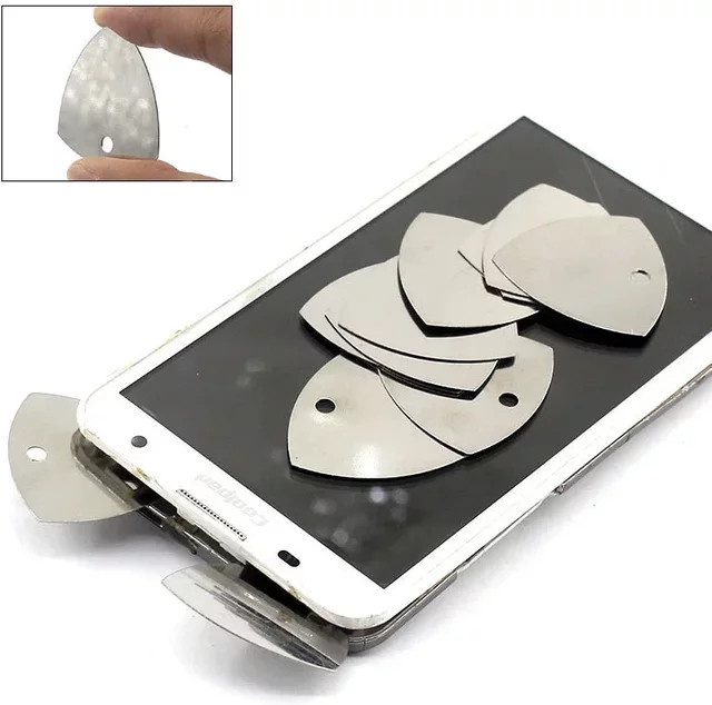 Metall Reparatur Werkzeug Set für iPhone, iPad und Tablet mit Metall Gitarren Picks als Hebelwerkzeuge in Silber - Bild 1