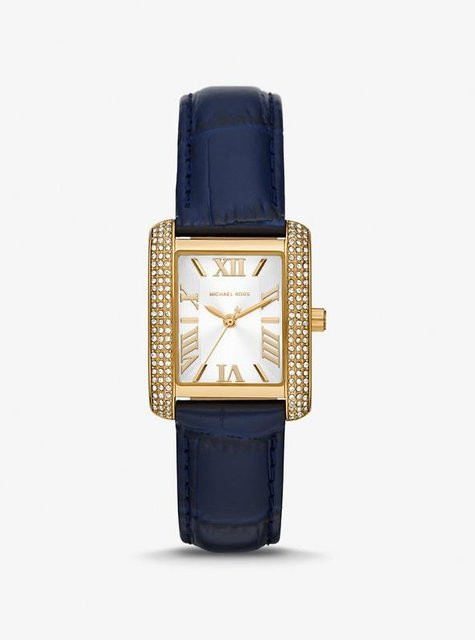 Michael Kors Armbanduhr, Quarz, Leder, Gold, Blau, Herren - Bild 1