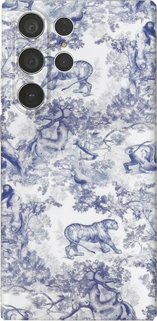 Glänzende Handyhülle mit klassischem Tier-Design für Samsung Galaxy S25 S24 S23 Ultra Plus A35 A92 in Blau - Bild 1