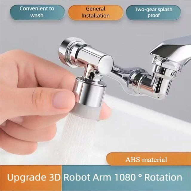 Universal Rotation Extender Wasserhahn Belüfter aus Kunststoff mit Splash Filter für Küche und Waschbecken in Silber - Bild 1