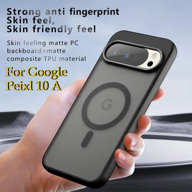 Transparente magnetische Handyhülle mit Airbag-Sturzschutz für Google Pixel 10 A, 9 Pro XL, 8, 7 und 6 A Pro, matt und hautfreundlich - Bild 1