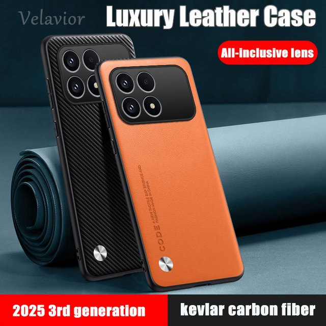 Luxus PU Leder Schutzhülle für Xiaomi Redmi K90, K90ProMax und K80Pro, stoßfeste Silikon-Handyhülle in Blau oder Schwarz - Bild 1