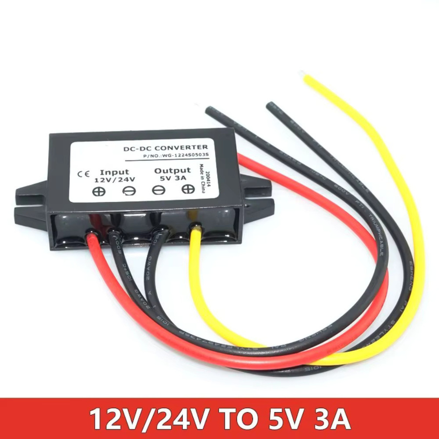 Waohei Wasserdichter DC-DC Step Down Konverter 12V 24V auf 5V 3A mit USB-A und USB-C Dual Anschluss in Schwarz - Bild 3