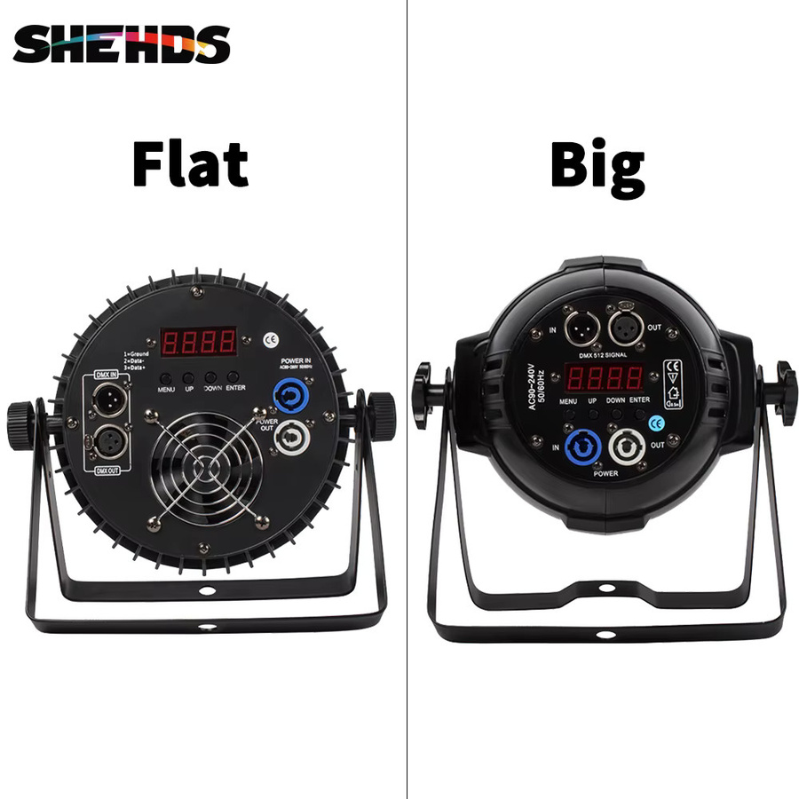 SHEHDS LED Par Flat Big 18x18W 6in1 RGBW Bühnenbeleuchtung mit DMX512 aus Aluminiumlegierung in Schwarz - Bild 2
