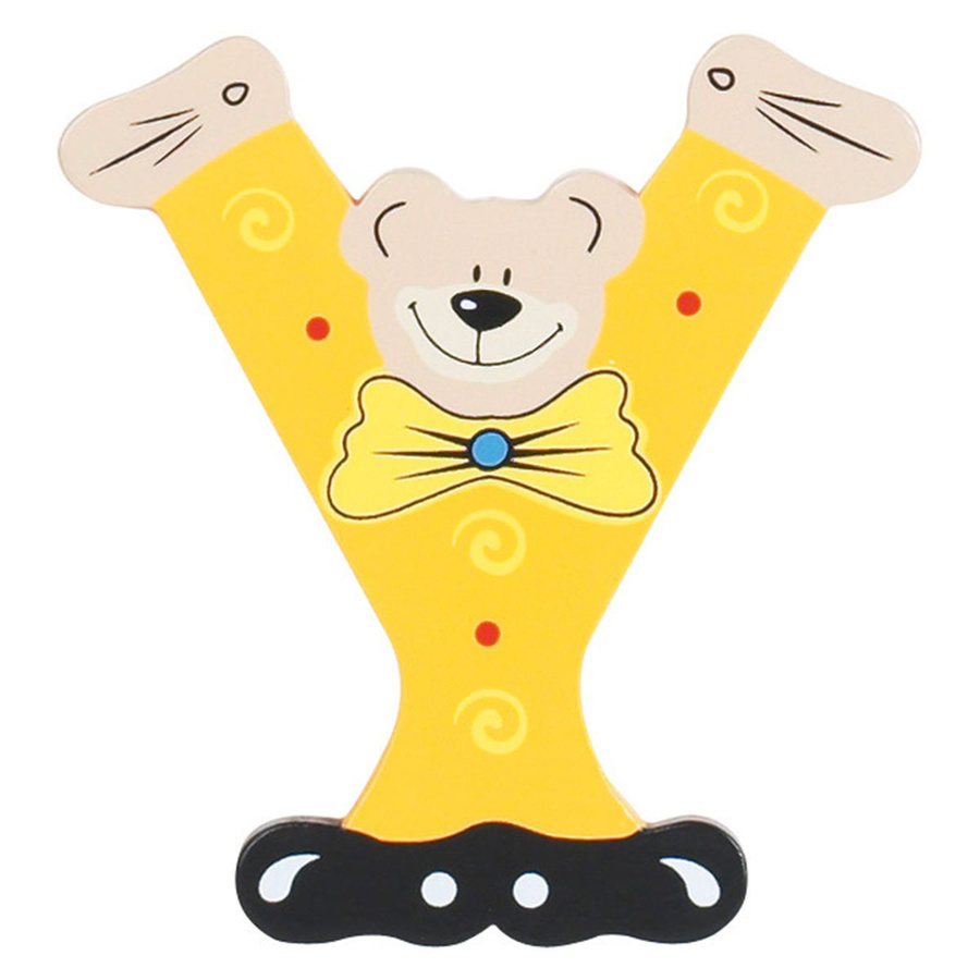 Playshoes Holzbuchstabe Y mit Bär Motiv in Rot und Gelb für Kinder - Bild 1