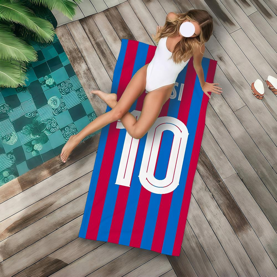 Shanika Chen Strandtuch mit Messi Nummer 10 Motiv, Multicolor, B: 40 cm, H: 60 cm - Bild 3