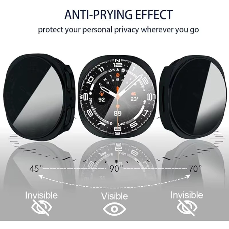 Mptionx Sichtschutzglas + Hülle für Samsung Galaxy Watch 8, Schwarz - Bild 2