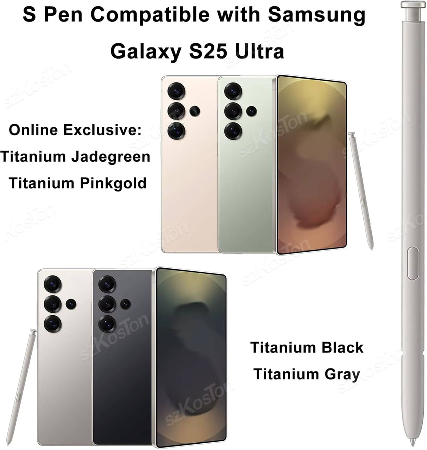Samsung Ersatz-Stylus S Pen für Galaxy S25 Ultra SM-S938B SM-S938U SM-S938W in Weiß und Silber ohne Bluetooth - Bild 2