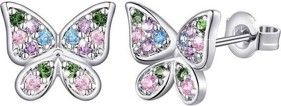 Ohrstecker Schmetterling, 925 Silber, Zirkonia, Damen, grau - Bild 1