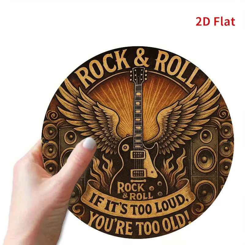 Potdemiel Wandkunst Rock & Roll Gitarrenflügel Wanddeko Vintage Schwarz mit Zitat If It's Too Loud You're Too Old - Bild 3