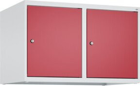 C+P Aufsatzschrank 7035/3003 mit 2 Abteilen und Zylinderschloss, Farbe: Lichtgrau/Rubinrot, B/T/H: 80 x 50 x 50 cm - Bild 1