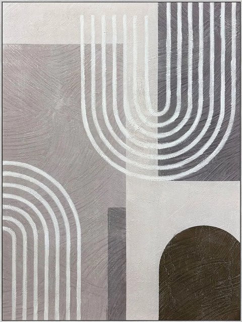 Art Universe Leinwandbild Grey Arches Modern Abstract Graphic, Farbe: Grau, Breite: 90 cm, Höhe: 120 cm - Bild 1