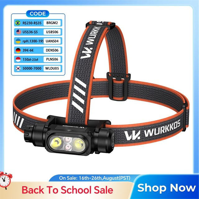 Wurkkos HD17 Stirnlampe mit 2500 Lumen, 18650 Akku und Rotlicht in Schwarz - Bild 1
