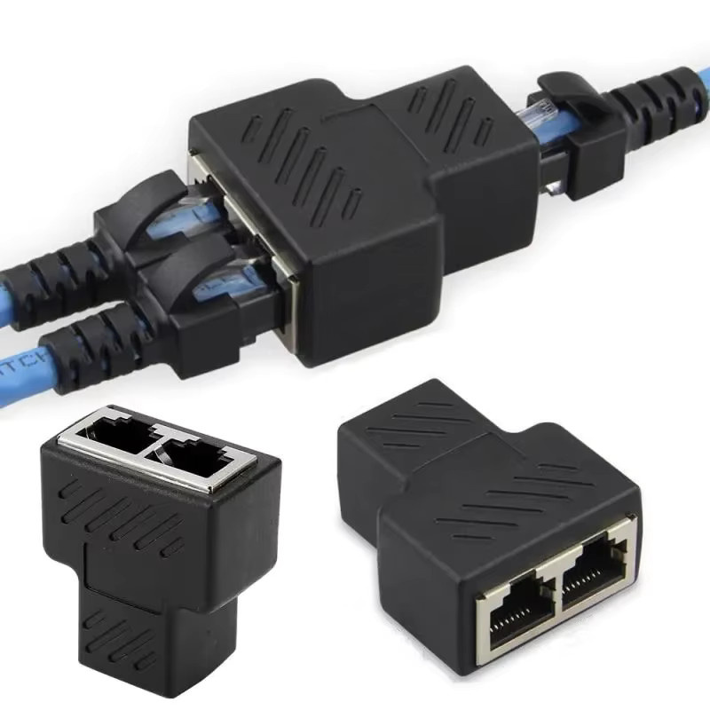Ninth World 2er-Set LAN RJ45 Extender Splitter Ethernet Adapter für Internetverbindung, Schwarz - Bild 5