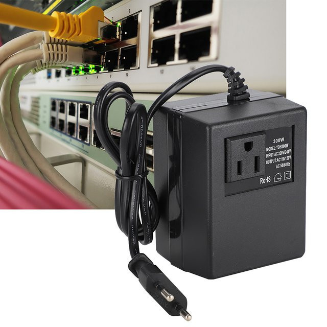 Qiilu Spannungswandler 300W Wechselstrom-Transformator von 220V auf 110V mit EU-Stecker in Schwarz - Bild 1