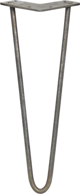 Monstershop Hairpin Tischbeine mit 2 Streben aus Rohstahl, 4 Stück, Farbe Grau, Höhe: 35,5 cm - Bild 1