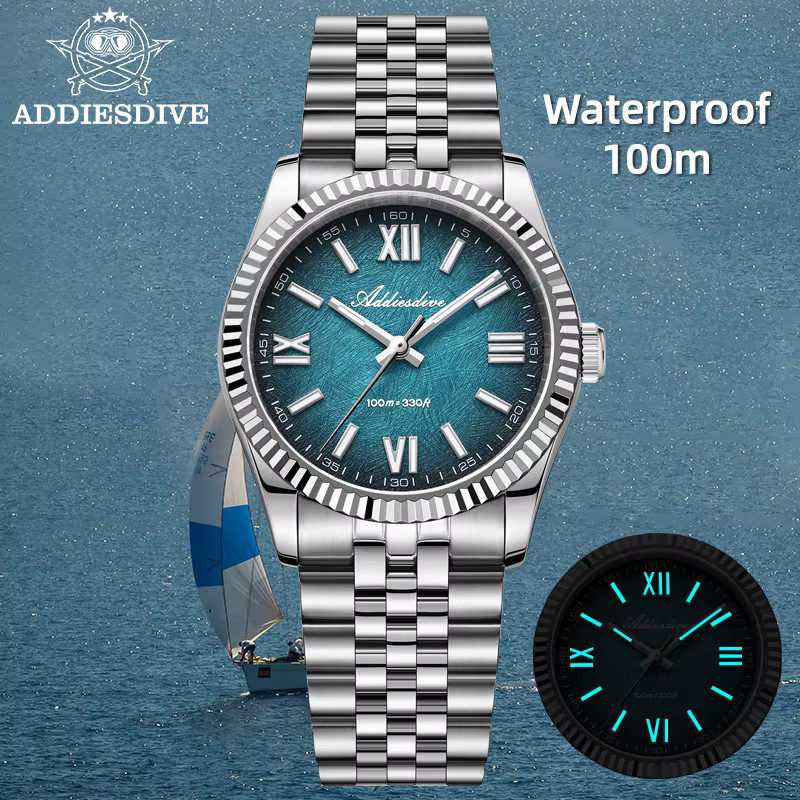 ADDIESDIVE Armbanduhr, Quarz, Edelstahl, Saphirglas, Blau, Herren - Bild 2