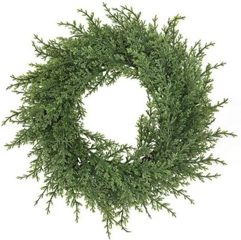 Künstlicher Weihnachts- und Winterkranz aus Kiefer und Zeder in Grün für Innen und Außen - Bild 1