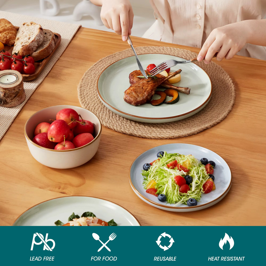 vancasso RENO Steinzeug-Geschirrset Mehrfarbig, 12- oder 24-teiliges Dinner-Set mit Tellern, Desserttellern und Schüsseln - Bild 1