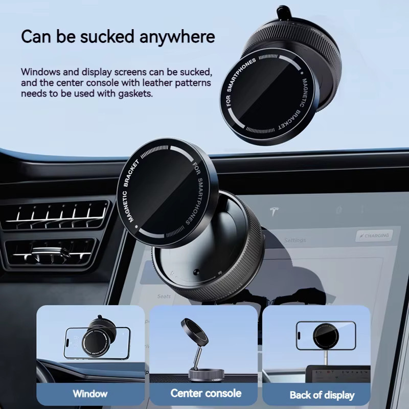 TONGDAYTECH Vakuum-Magnet-Autotelefonhalter in Schwarz, faltbarer Saugnapf-Handyhalter für iPhone und Samsung - Bild 5