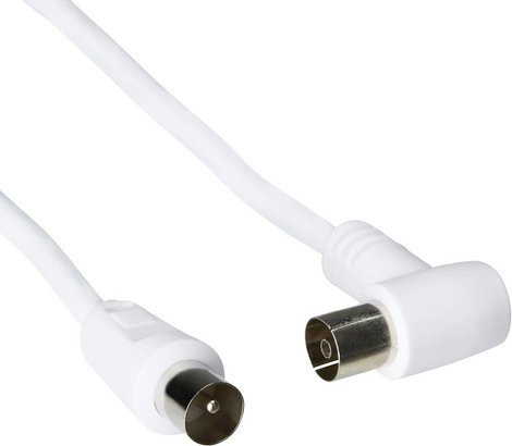 Schwaiger IEC-Anschlusskabel KVKW30 mit 90° Winkelstecker, 75 Ohm, 75 dB, Weiß, Länge: 3 m - Bild 1