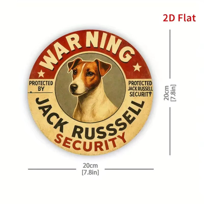 CIFBUY Vintage Jack Russell Terrier Aluminiumschild rund, Mehrfarbig mit rot-gelbem Rand, Durchmesser: 20 cm - Bild 2